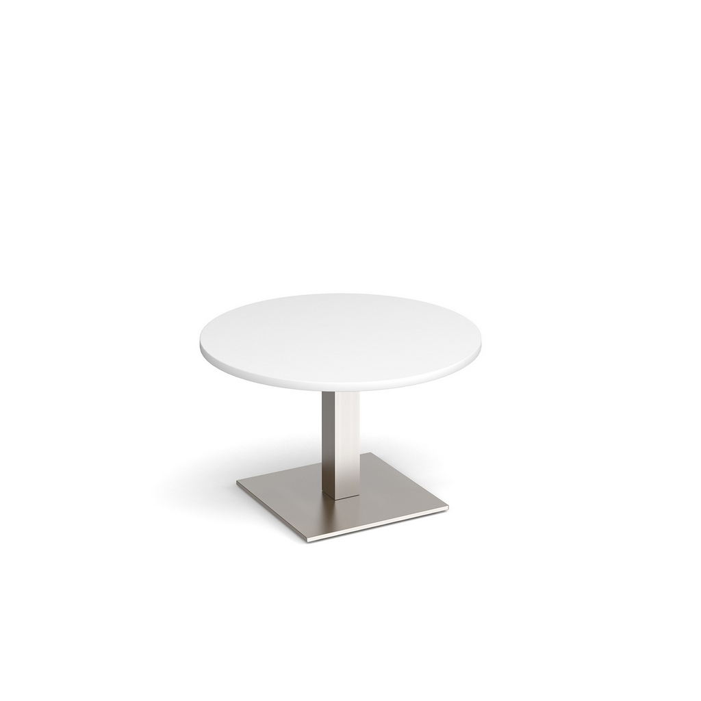 Picture of Brescia circular coffee table with flat square brushed steel base 800mm - white
