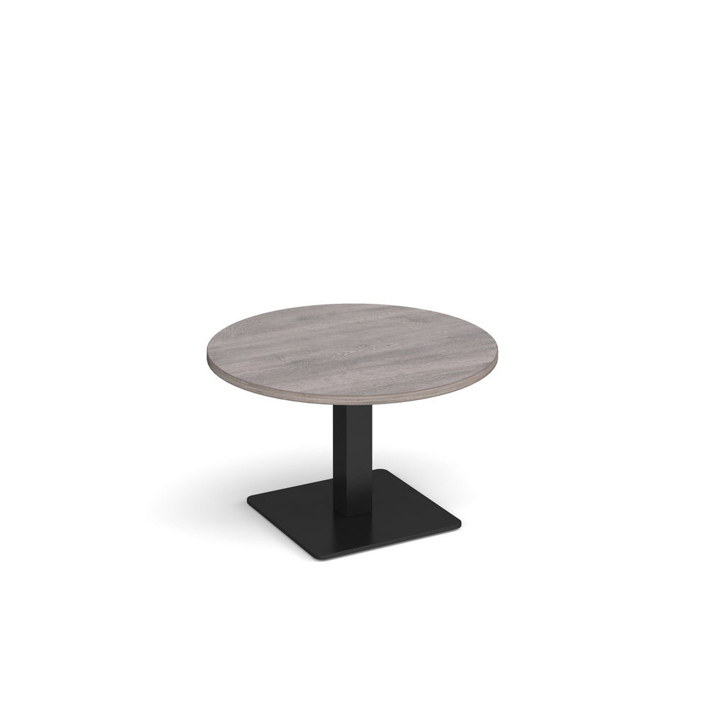 Picture of Brescia circular coffee table with flat square black base 800mm - grey oak