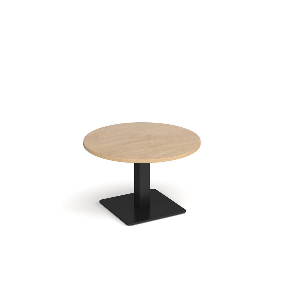 Picture of Brescia circular coffee table with flat square black base 800mm - kendal oak