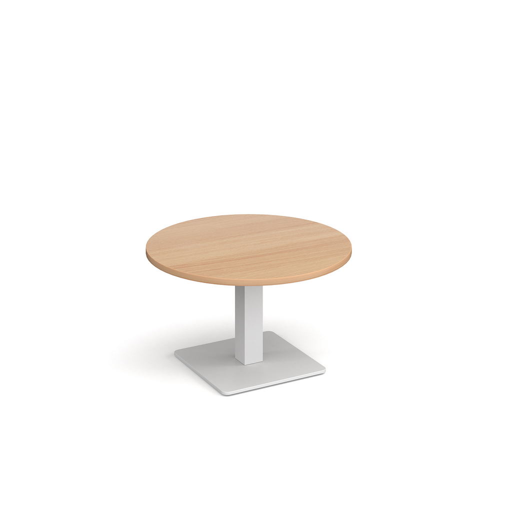 Picture of Brescia circular coffee table with flat square white base 800mm - beech