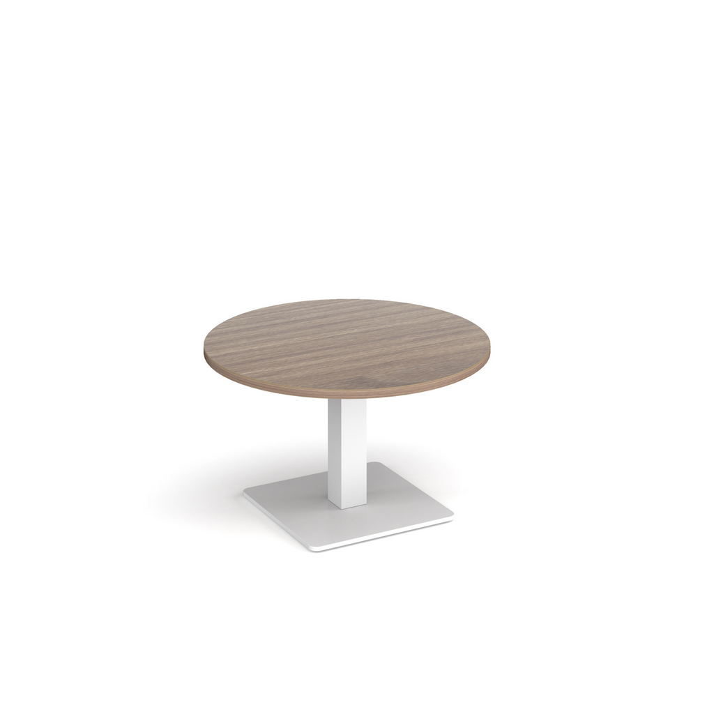 Picture of Brescia circular coffee table with flat square white base 800mm - barcelona walnut