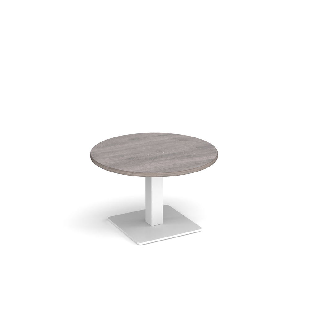Picture of Brescia circular coffee table with flat square white base 800mm - grey oak
