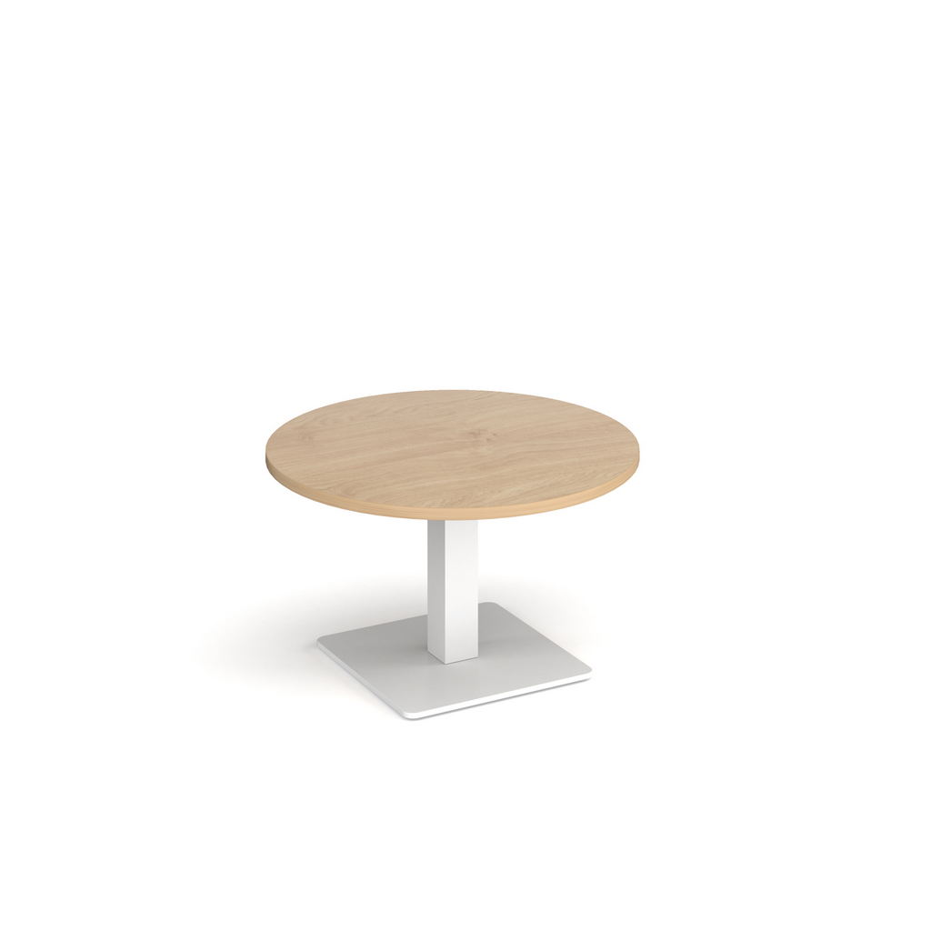 Picture of Brescia circular coffee table with flat square white base 800mm - kendal oak