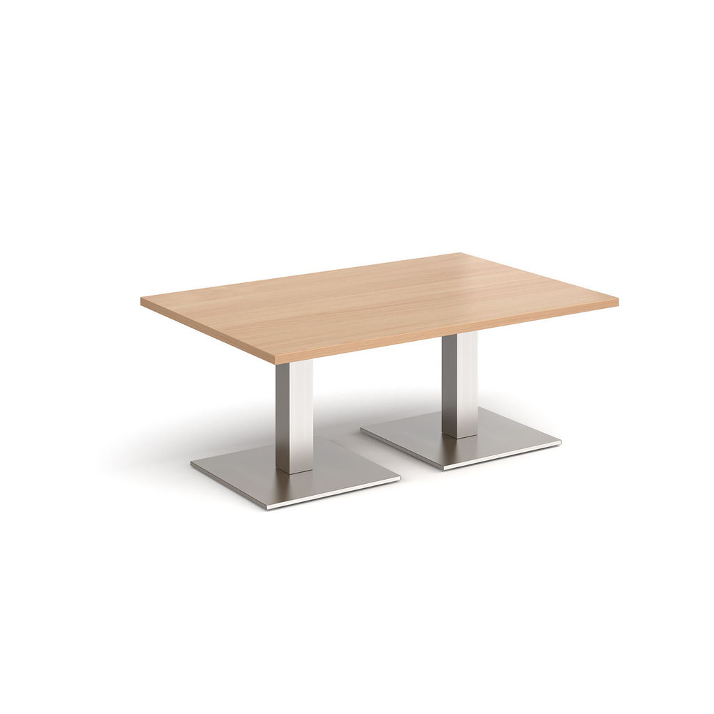 Picture of Brescia rectangular coffee table with flat square brushed steel bases 1200mm x 800mm - beech