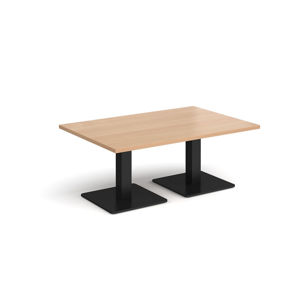 Picture of Brescia rectangular coffee table with flat square black bases 1200mm x 800mm - beech