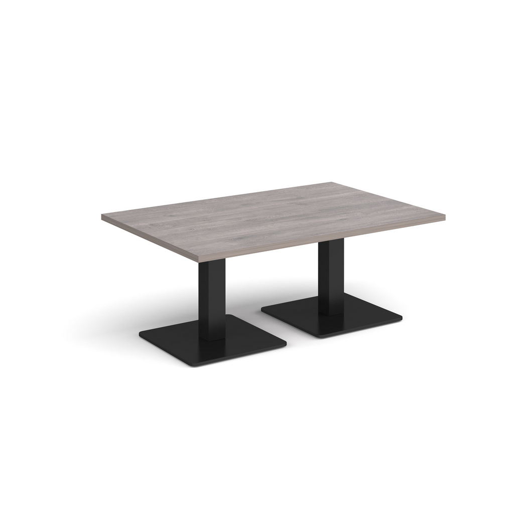 Picture of Brescia rectangular coffee table with flat square black bases 1200mm x 800mm - grey oak