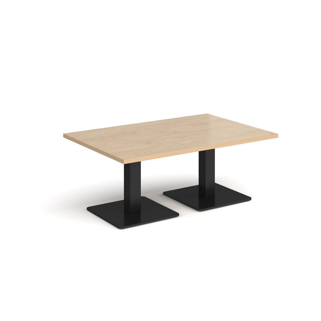 Picture of Brescia rectangular coffee table with flat square black bases 1200mm x 800mm - kendal oak