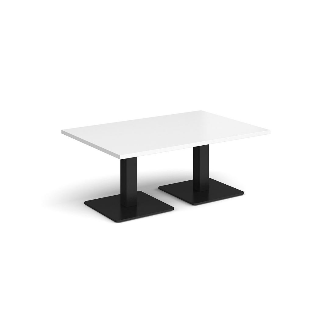 Picture of Brescia rectangular coffee table with flat square black bases 1200mm x 800mm - white