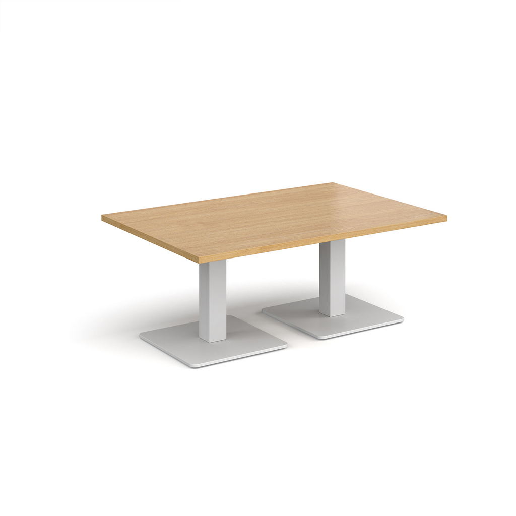 Picture of Brescia rectangular coffee table with flat square white bases 1200mm x 800mm - oak