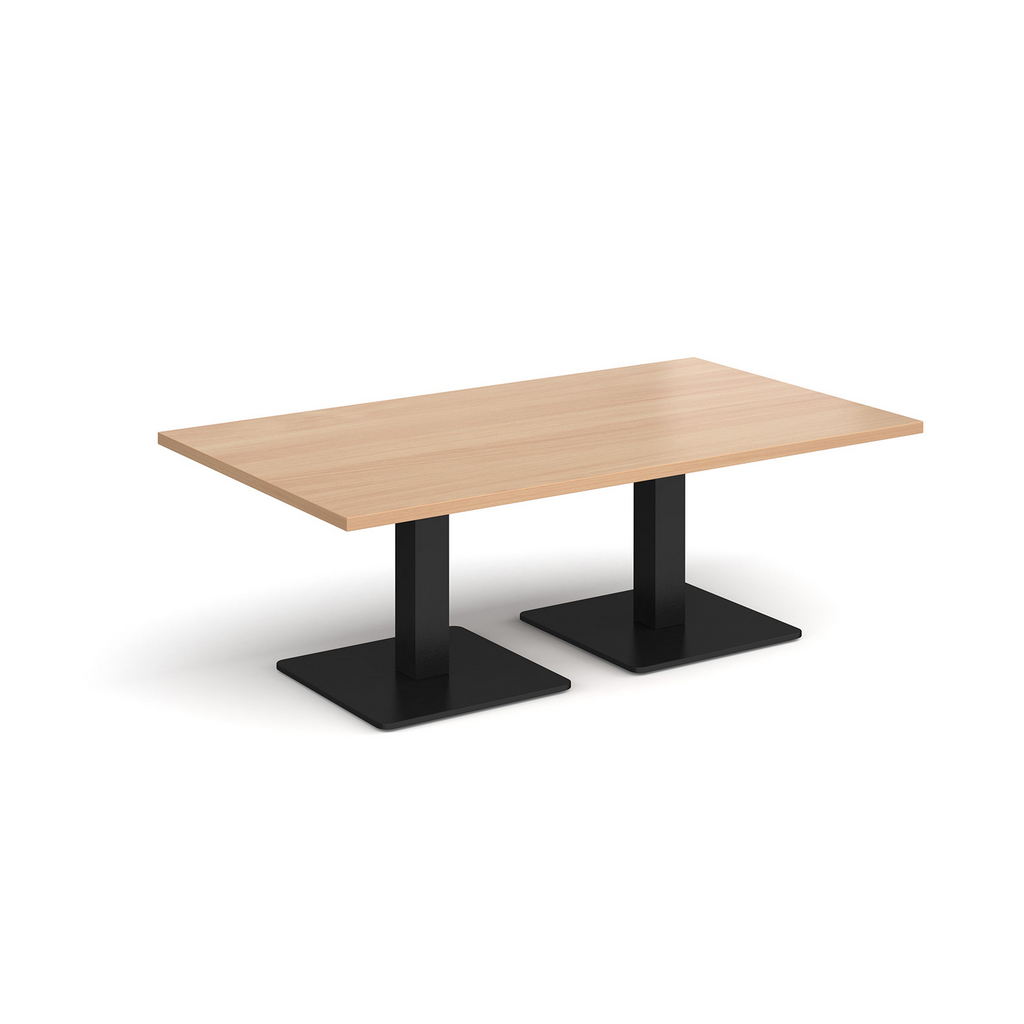 Picture of Brescia rectangular coffee table with flat square black bases 1400mm x 800mm - beech