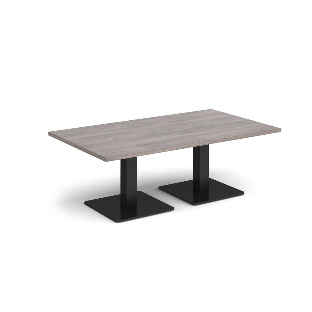 Picture of Brescia rectangular coffee table with flat square black bases 1400mm x 800mm - grey oak