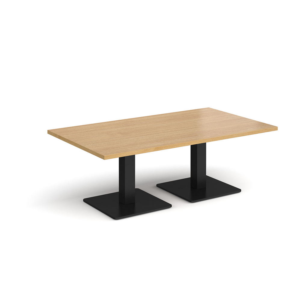 Picture of Brescia rectangular coffee table with flat square black bases 1400mm x 800mm - oak
