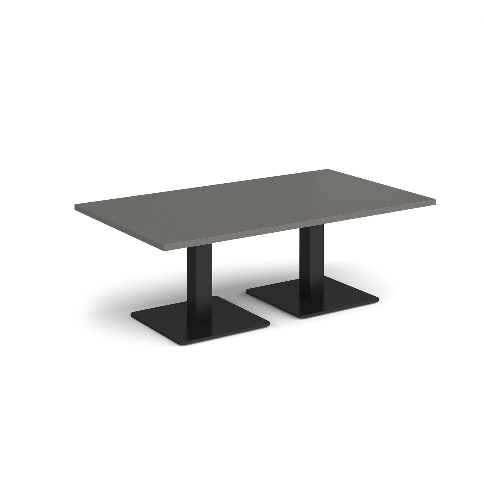 Picture of Brescia rectangular coffee table with flat square black bases 1400mm x 800mm - Onyx Grey