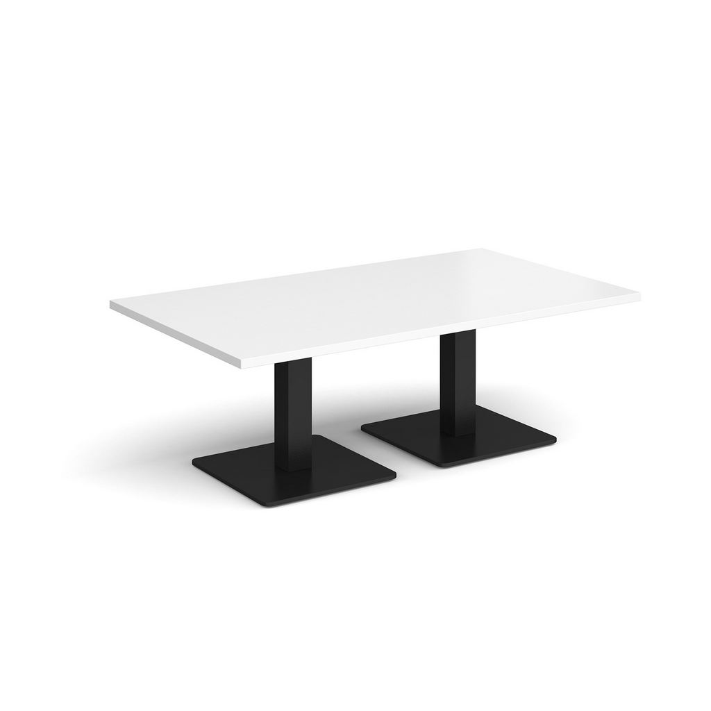 Picture of Brescia rectangular coffee table with flat square black bases 1400mm x 800mm - white