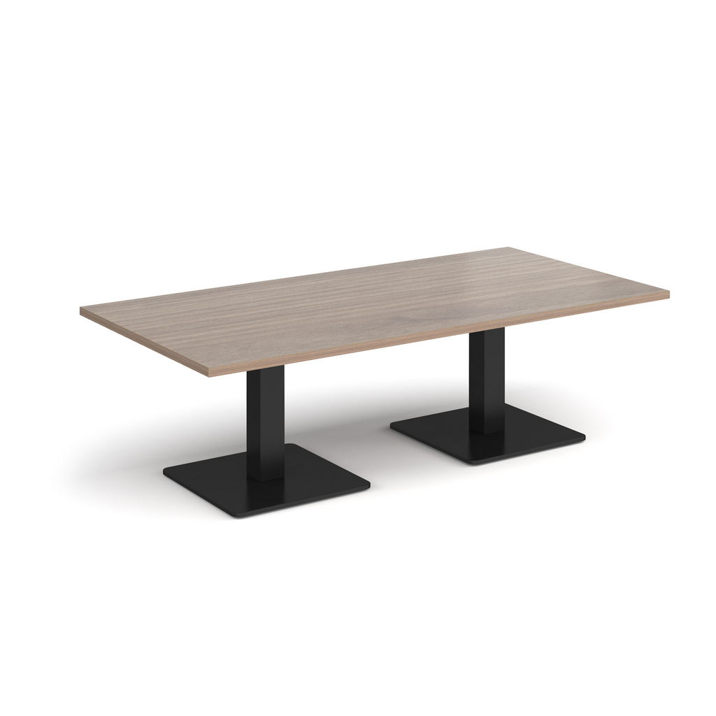 Picture of Brescia rectangular coffee table with flat square black bases 1600mm x 800mm - barcelona walnut