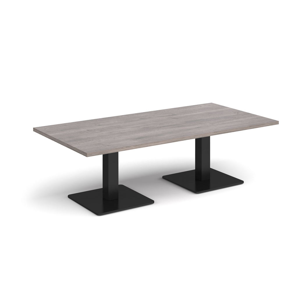 Picture of Brescia rectangular coffee table with flat square black bases 1600mm x 800mm - grey oak