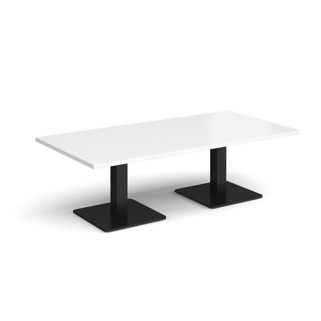 Picture of Brescia rectangular coffee table with flat square black bases 1600mm x 800mm - white