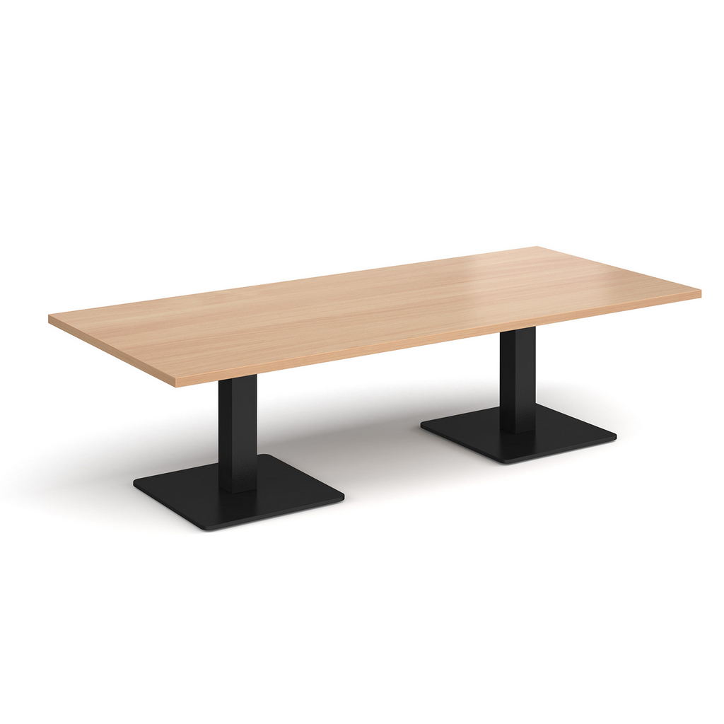 Picture of Brescia rectangular coffee table with flat square black bases 1800mm x 800mm - beech