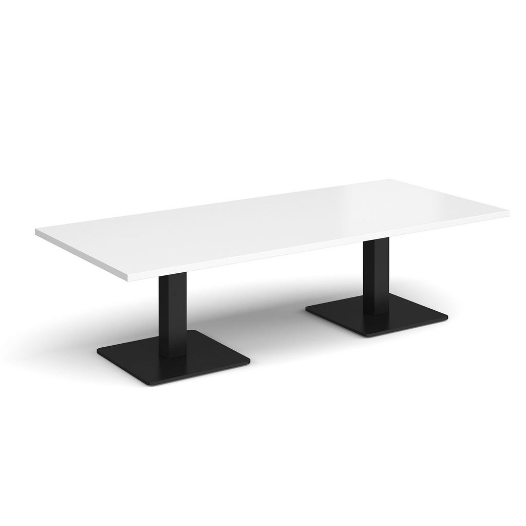 Picture of Brescia rectangular coffee table with flat square black bases 1800mm x 800mm - white