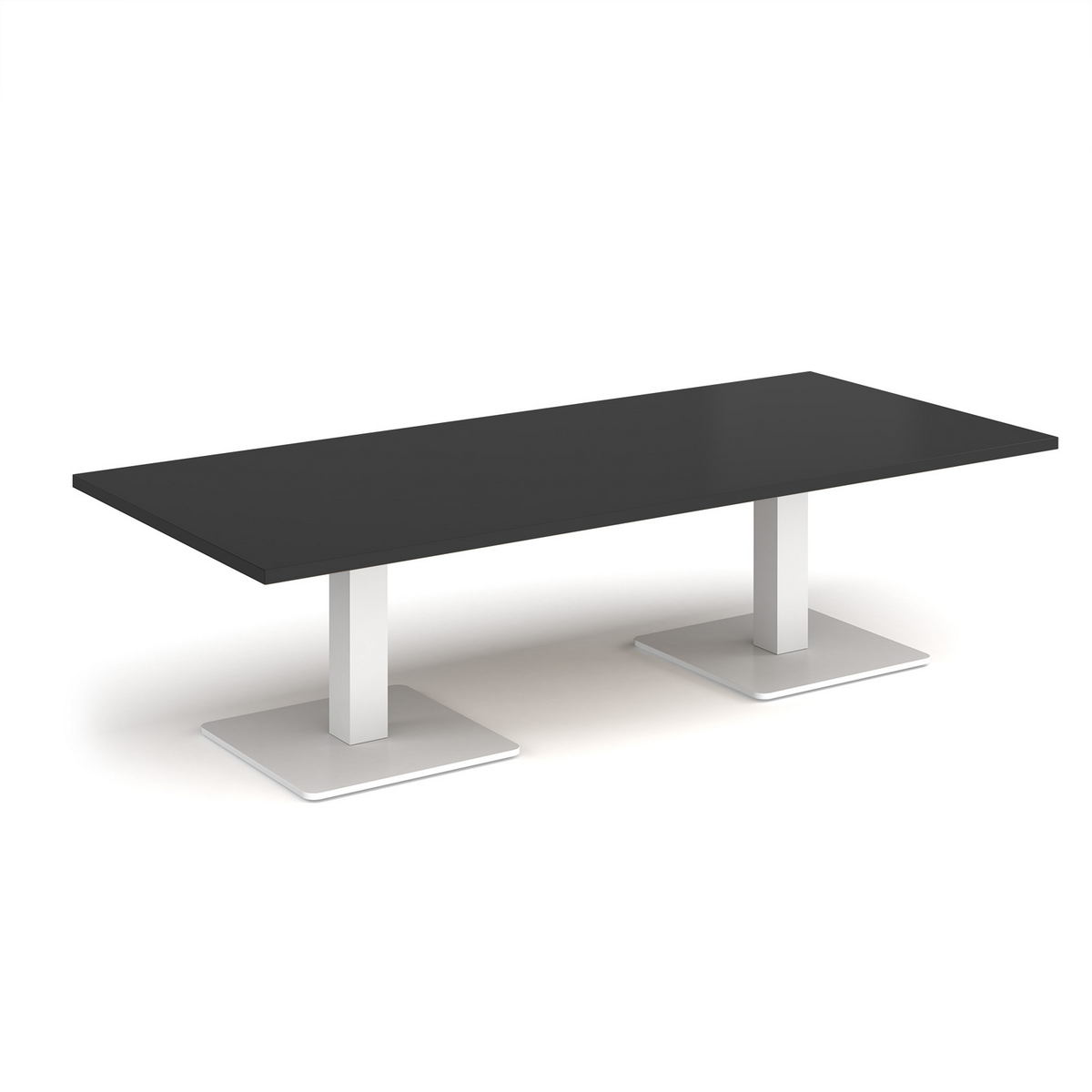 Picture of Brescia rectangular coffee table with flat square white bases 1800mm x 800mm - Black