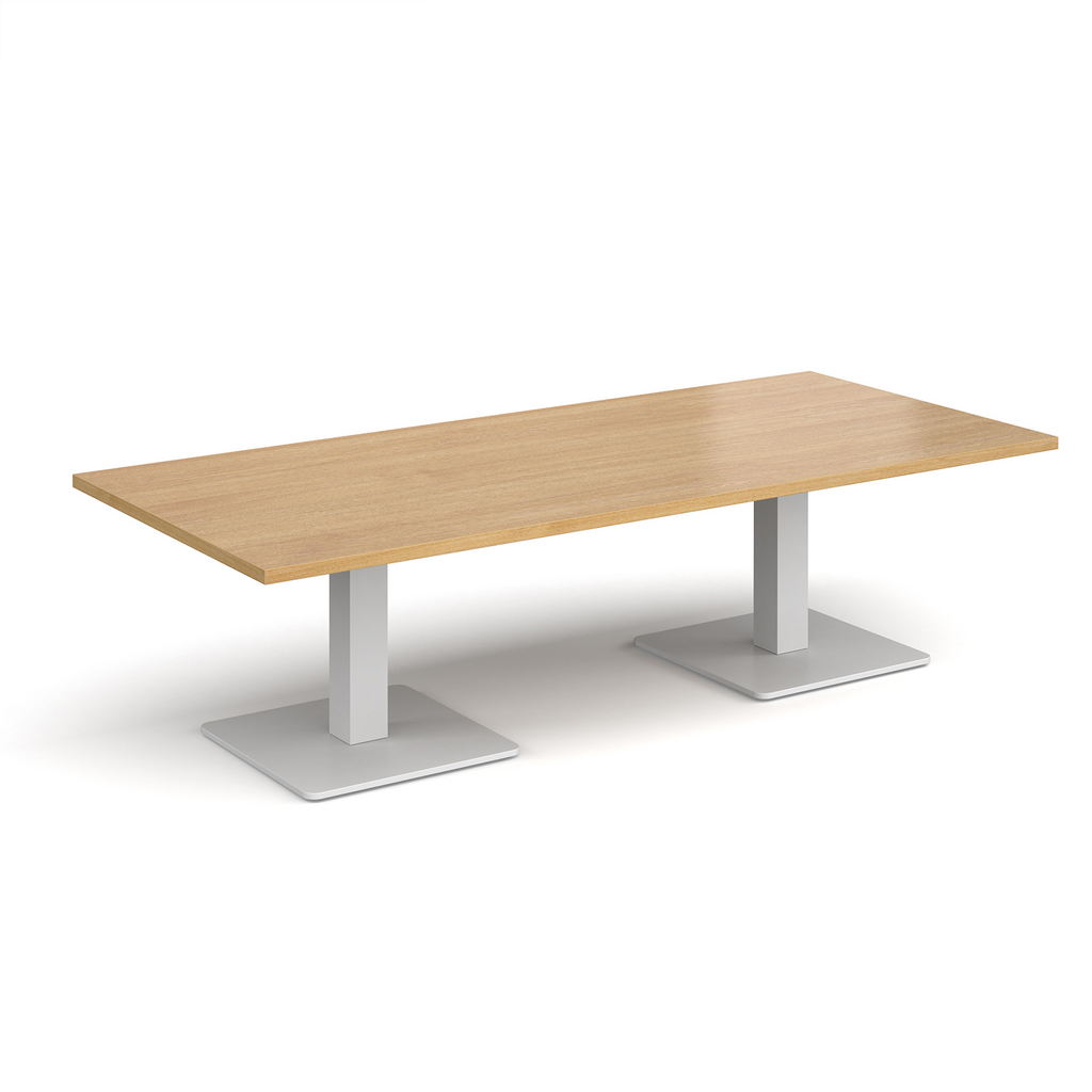 Picture of Brescia rectangular coffee table with flat square white bases 1800mm x 800mm - oak