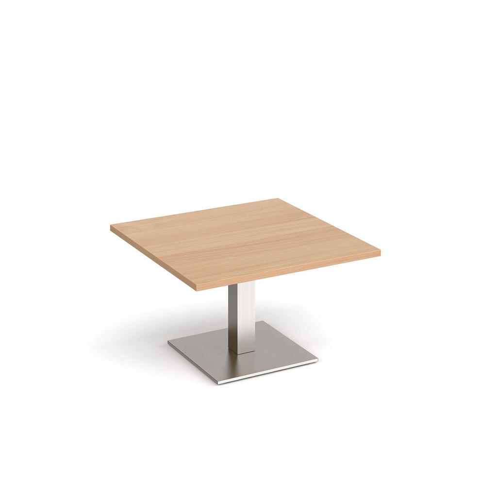 Picture of Brescia square coffee table with flat square brushed steel base 800mm - beech