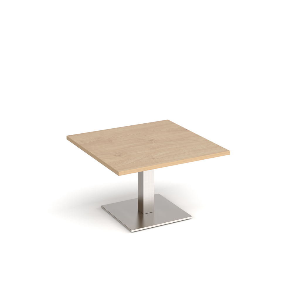 Picture of Brescia square coffee table with flat square brushed steel base 800mm - kendal oak