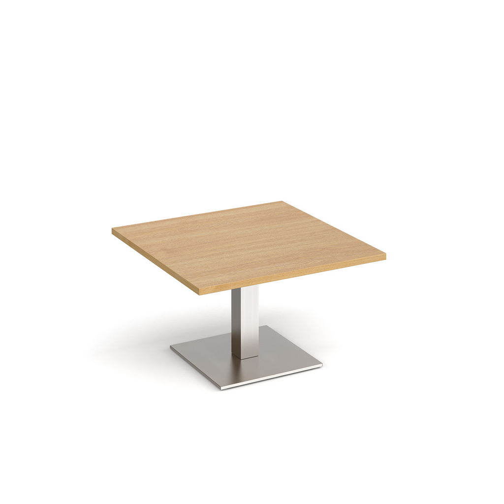 Picture of Brescia square coffee table with flat square brushed steel base 800mm - oak