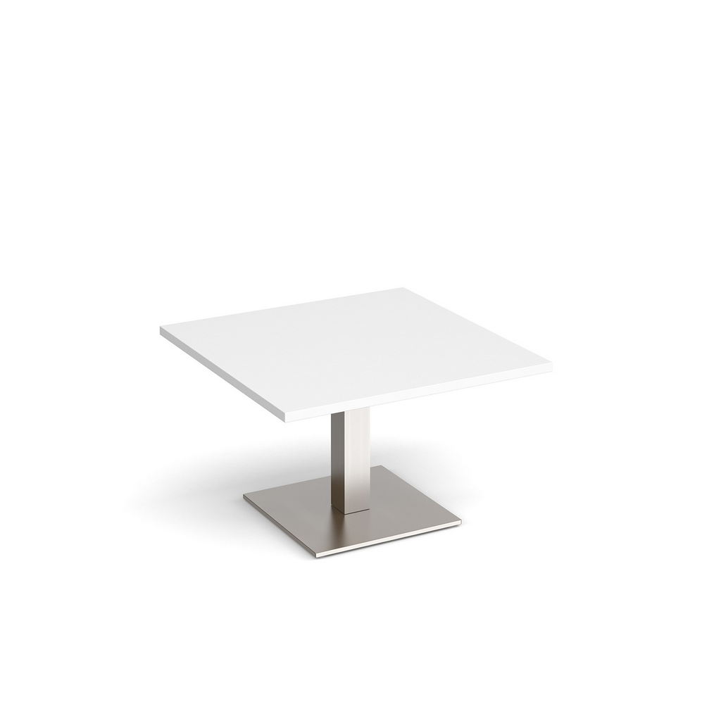 Picture of Brescia square coffee table with flat square brushed steel base 800mm - white