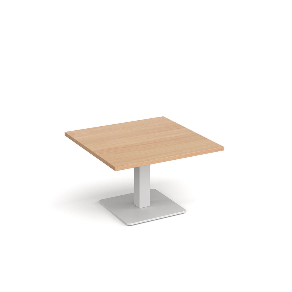 Picture of Brescia square coffee table with flat square white base 800mm - beech