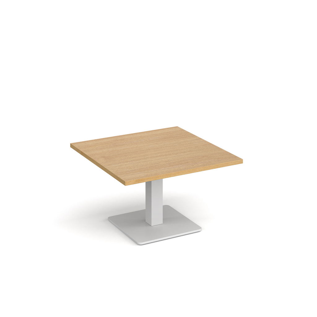 Picture of Brescia square coffee table with flat square white base 800mm - oak
