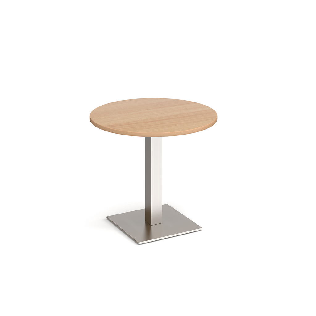 Picture of Brescia circular dining table with flat square brushed steel base 800mm - beech