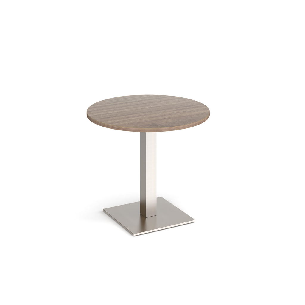 Picture of Brescia circular dining table with flat square brushed steel base 800mm - barcelona walnut