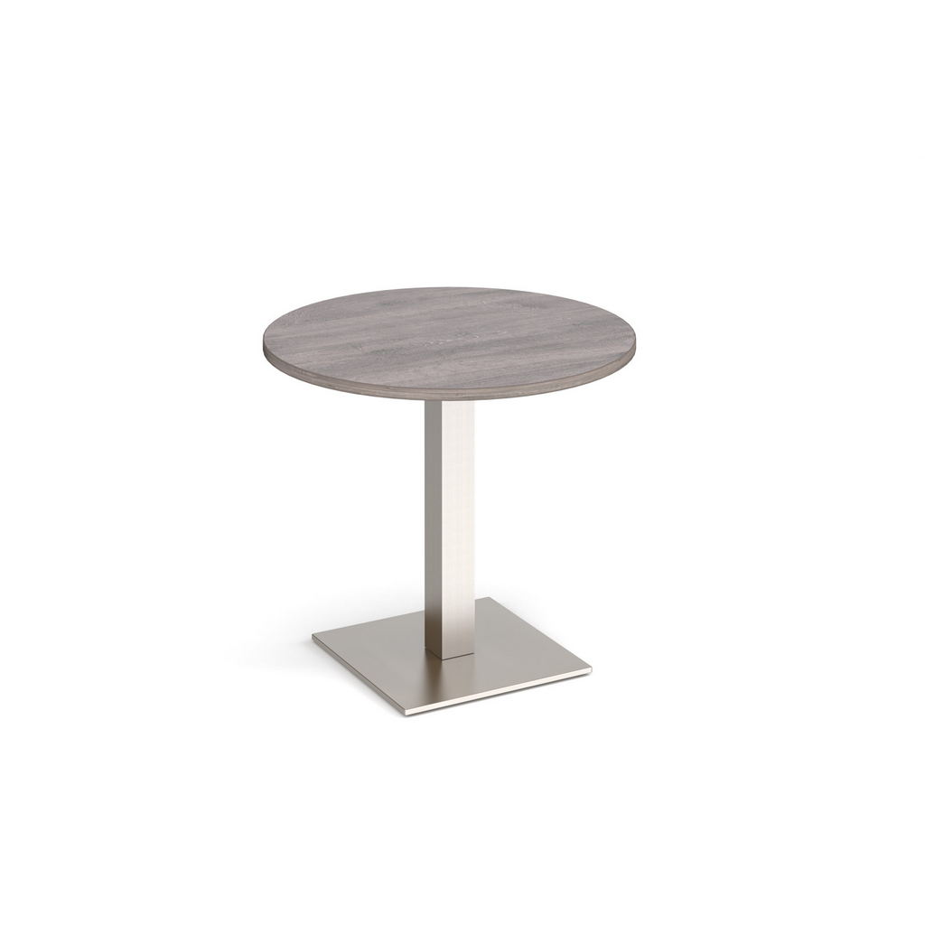 Picture of Brescia circular dining table with flat square brushed steel base 800mm - grey oak