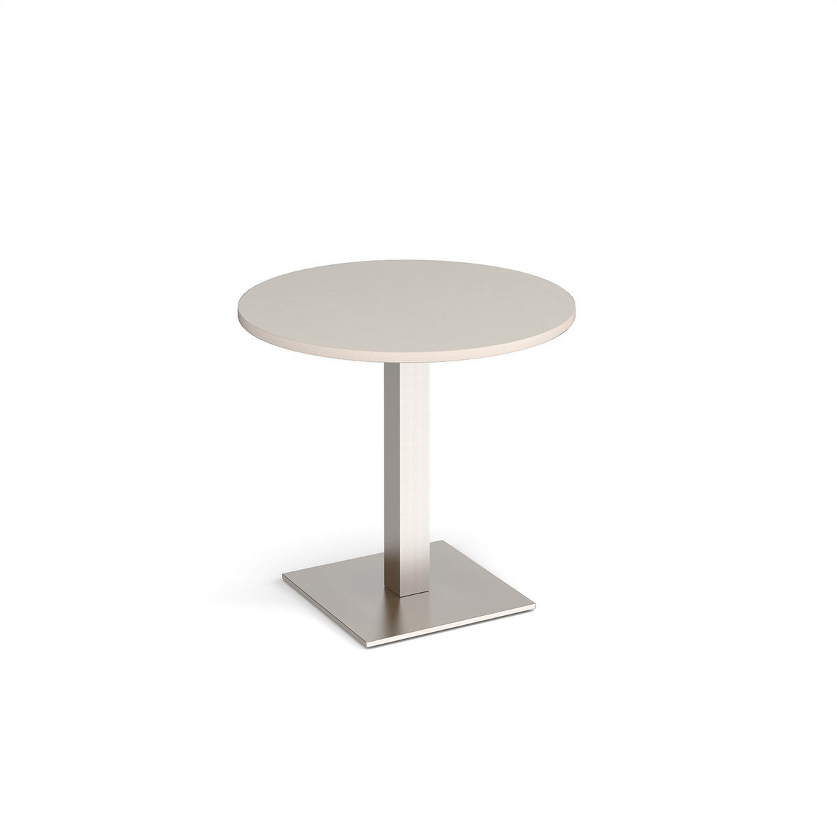 Picture of Brescia circular dining table with flat square brushed steel base 800mm - Light Grey