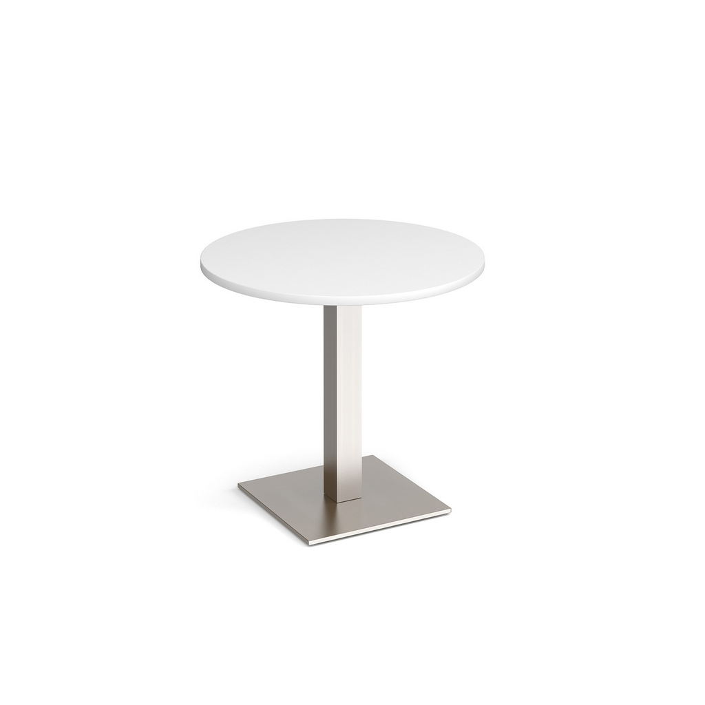 Picture of Brescia circular dining table with flat square brushed steel base 800mm - white
