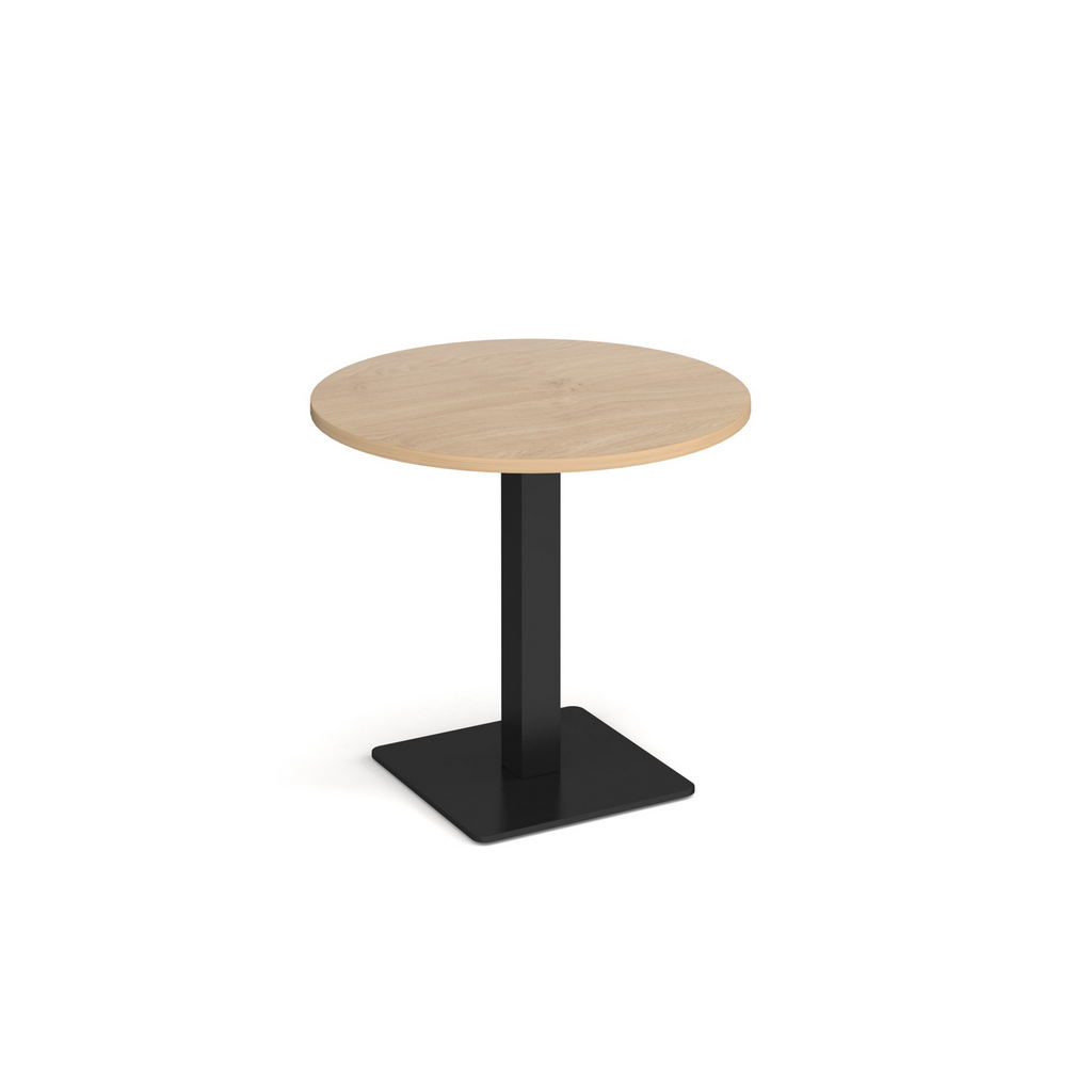 Picture of Brescia circular dining table with flat square black base 800mm - kendal oak