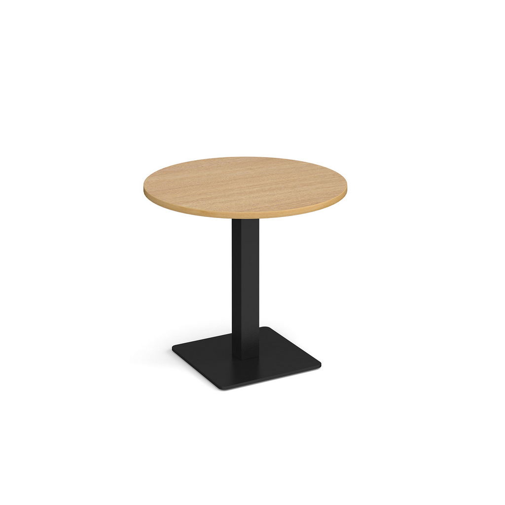 Picture of Brescia circular dining table with flat square black base 800mm - oak