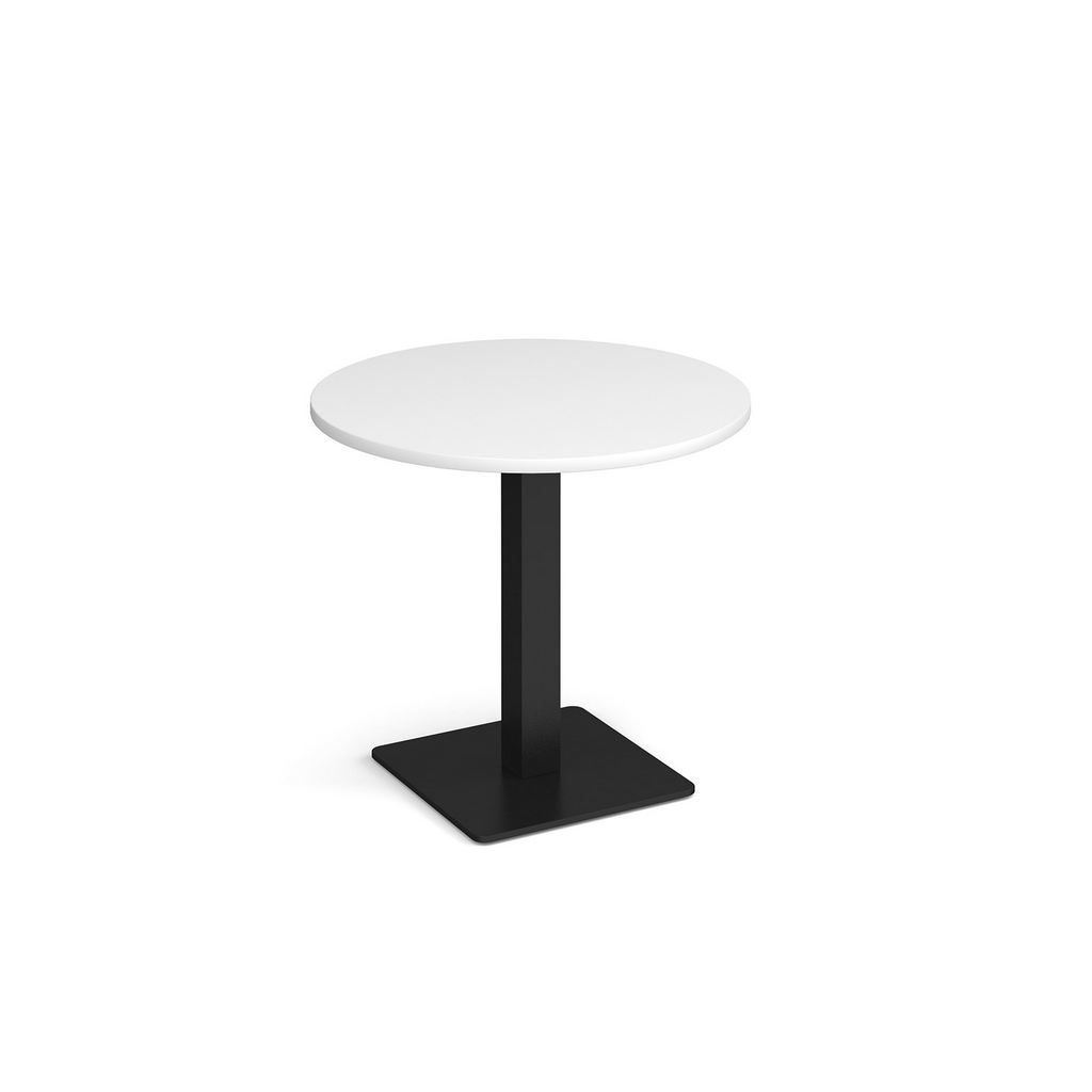 Picture of Brescia circular dining table with flat square black base 800mm - white