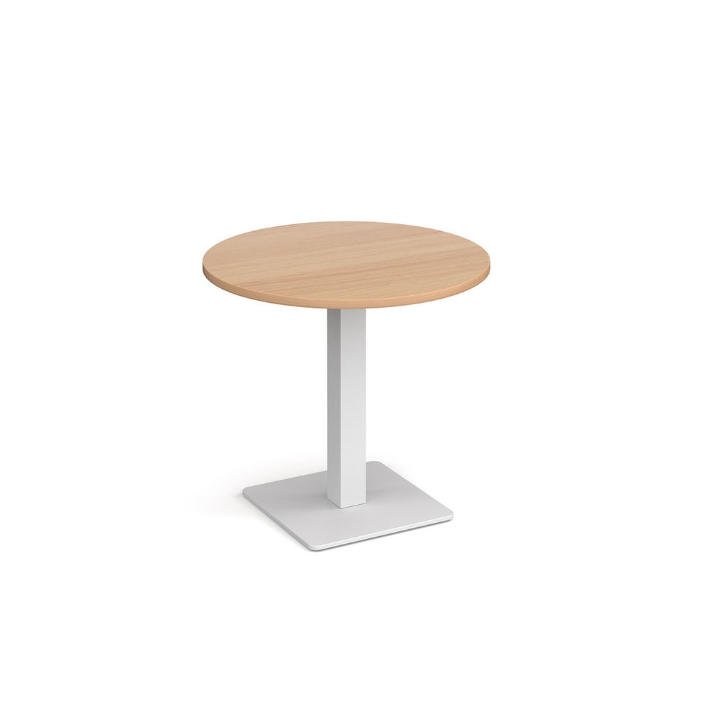 Picture of Brescia circular dining table with flat square white base 800mm - beech