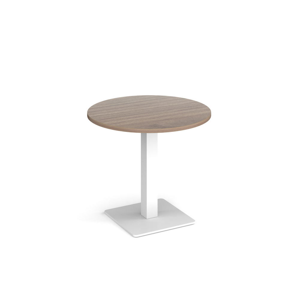 Picture of Brescia circular dining table with flat square white base 800mm - barcelona walnut