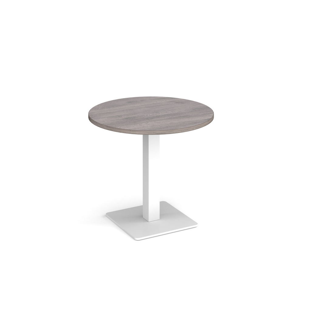 Picture of Brescia circular dining table with flat square white base 800mm - grey oak