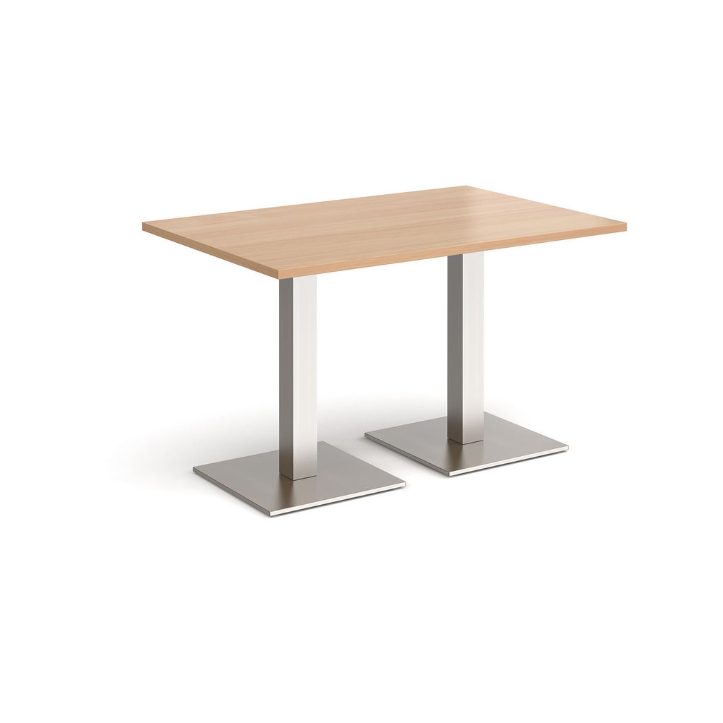 Picture of Brescia rectangular dining table with flat square brushed steel bases 1200mm x 800mm - beech