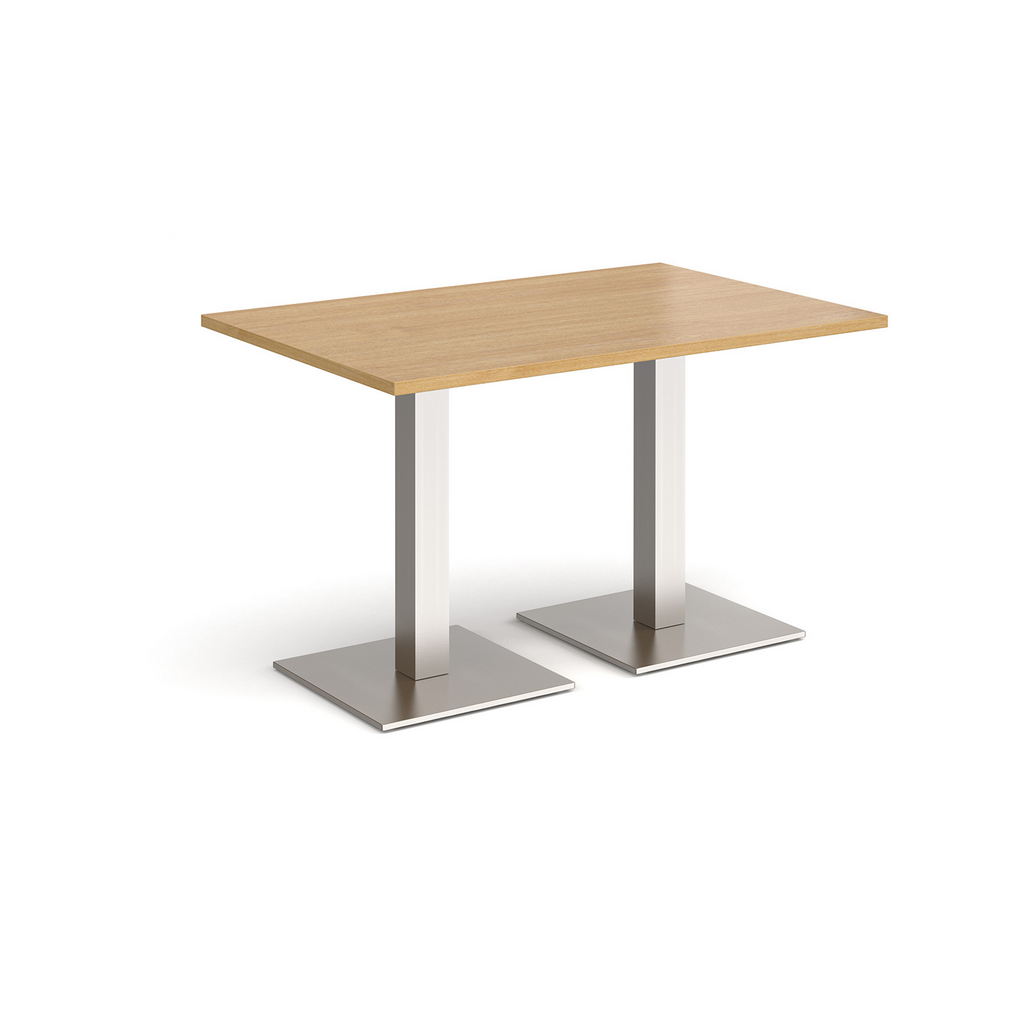 Picture of Brescia rectangular dining table with flat square brushed steel bases 1200mm x 800mm - oak