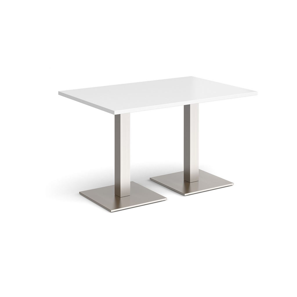 Picture of Brescia rectangular dining table with flat square brushed steel bases 1200mm x 800mm - white