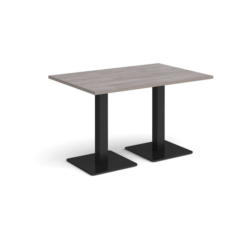 Picture of Brescia rectangular dining table with flat square black bases 1200mm x 800mm - grey oak