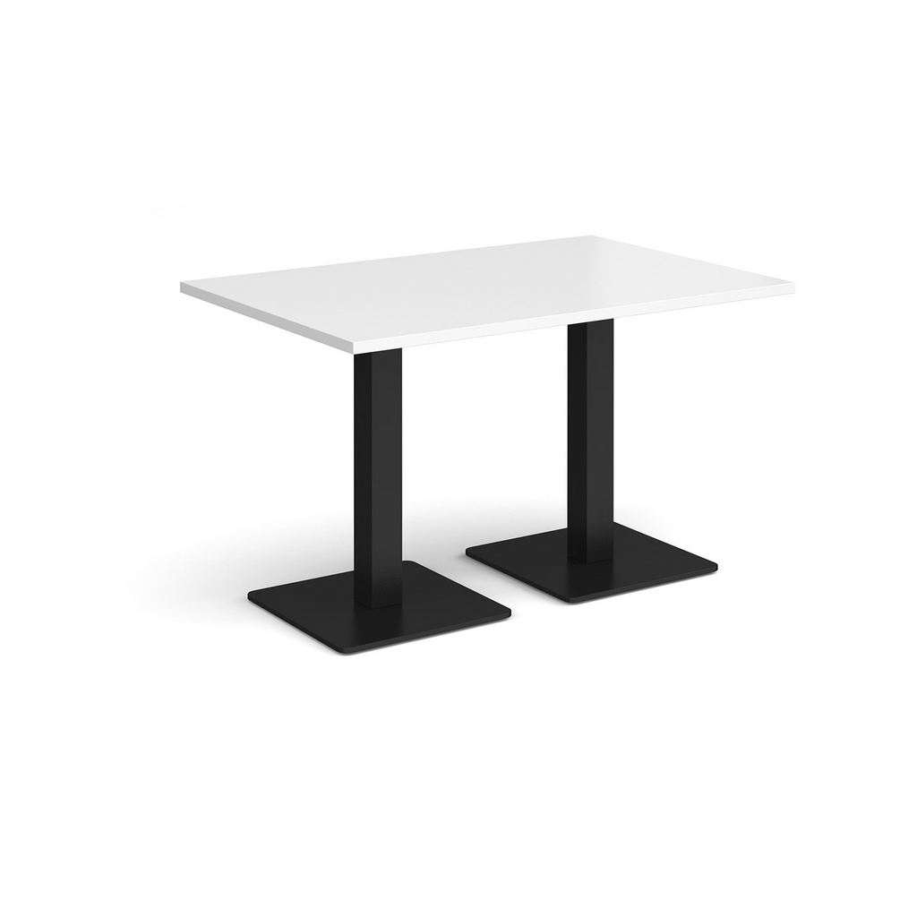 Picture of Brescia rectangular dining table with flat square black bases 1200mm x 800mm - white