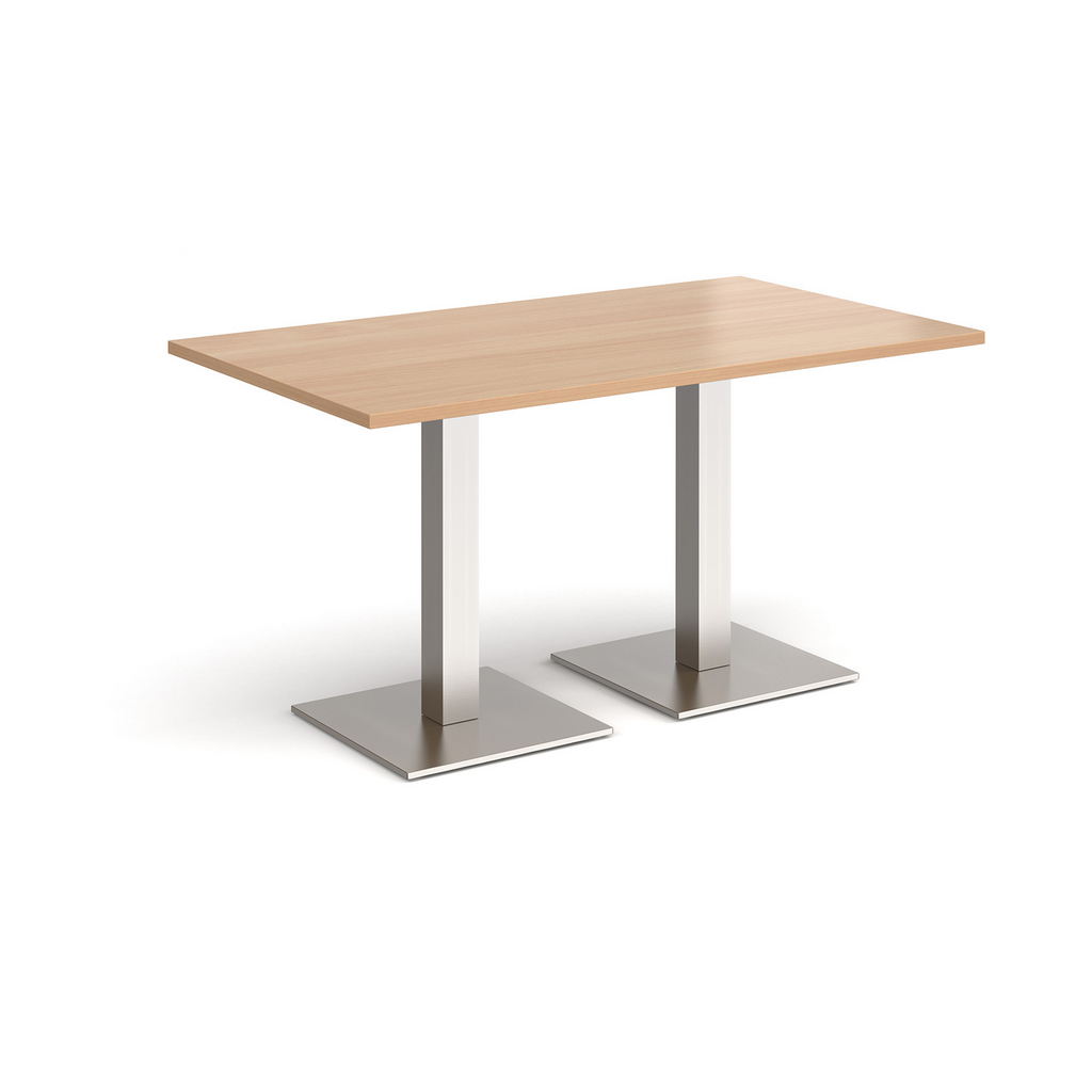 Picture of Brescia rectangular dining table with flat square brushed steel bases 1400mm x 800mm - beech