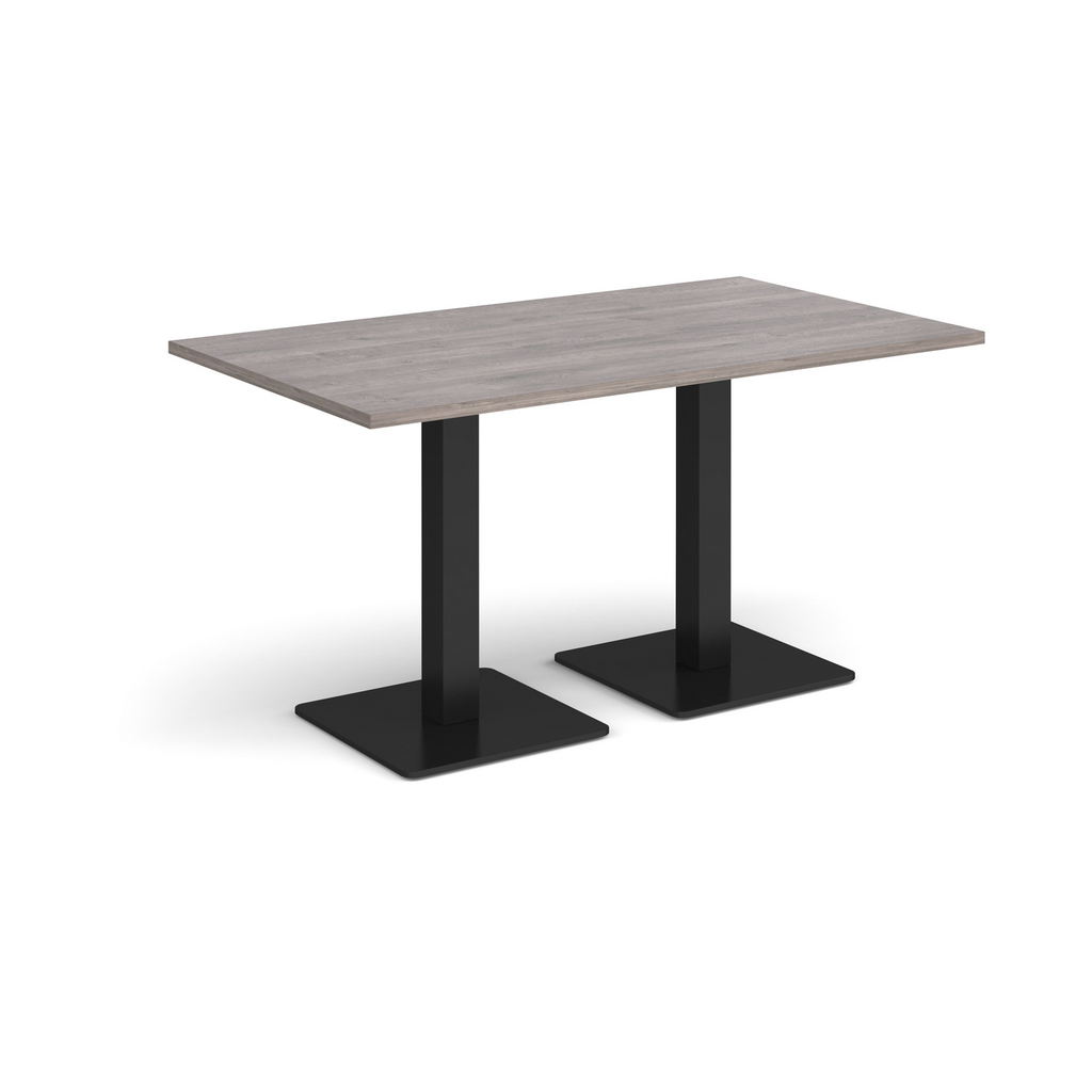 Picture of Brescia rectangular dining table with flat square black bases 1400mm x 800mm - grey oak