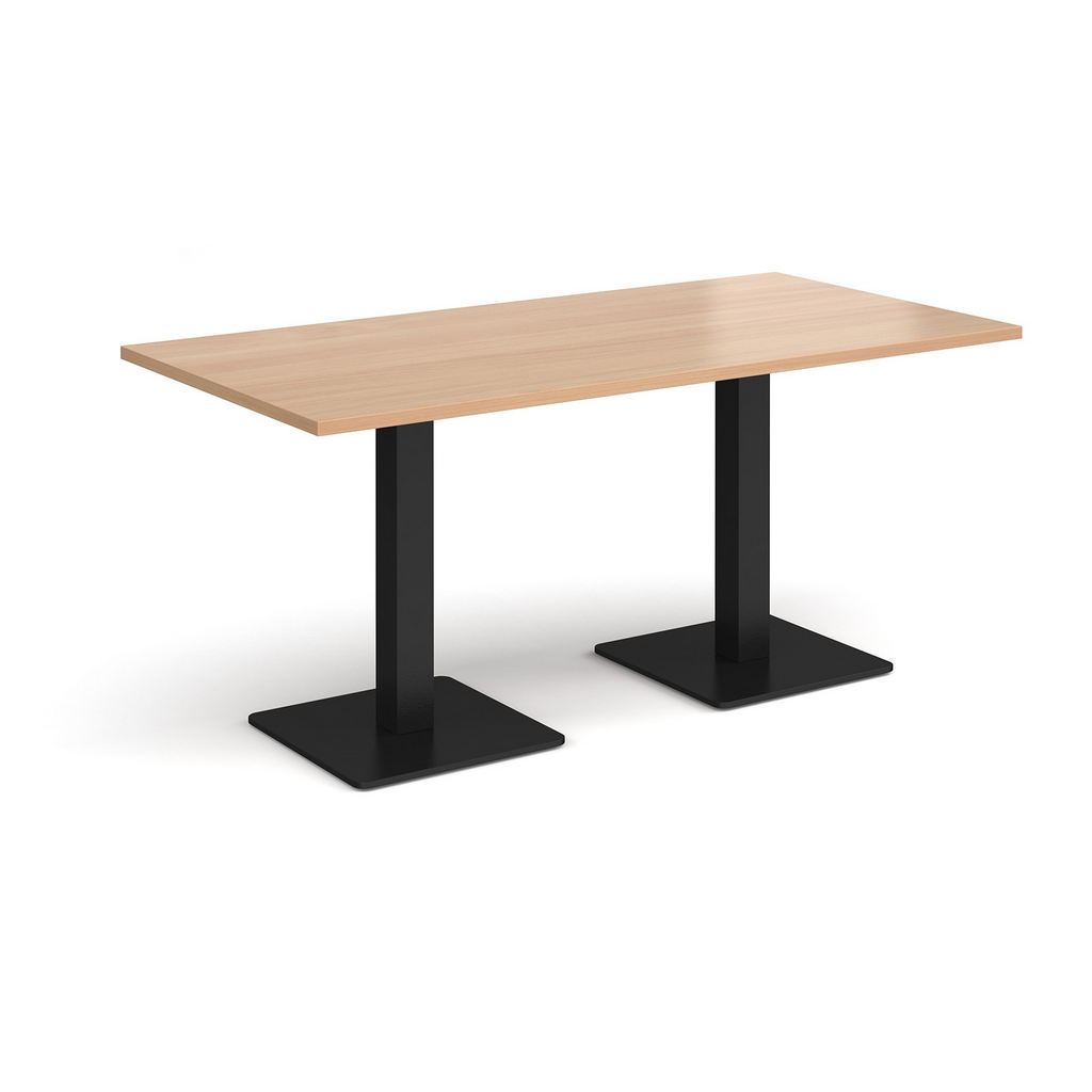Picture of Brescia rectangular dining table with flat square black bases 1600mm x 800mm - beech